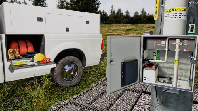 Cleaveland Price Motor Operated Disconnect Switch VR Training view from CGI environment for Meta Quest and Pico