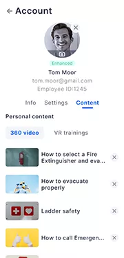 Personal XR Training Account with Assigned VR Training and immersive 360 videos